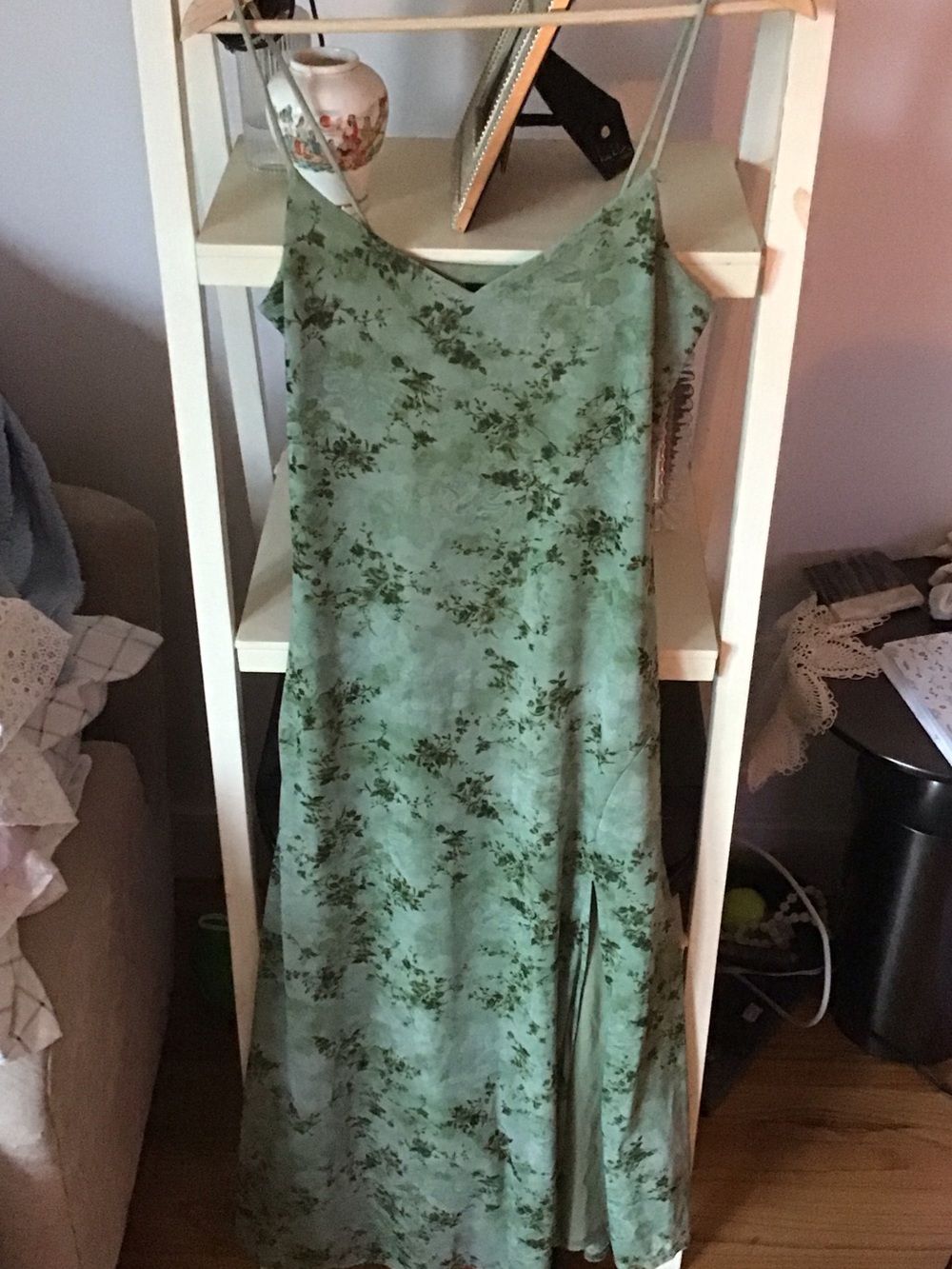Urban Outfitters Green Floral Mesh Maxi Dress